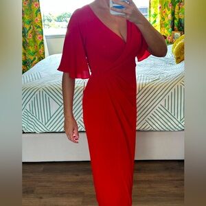 MAGGY LONDON salsa red flutter sleeve midi dress sz 4 NWTs